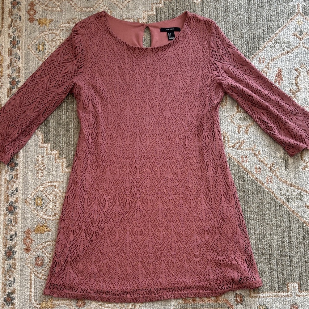 Forever 21 Rose Mauve Lace Mini Dress